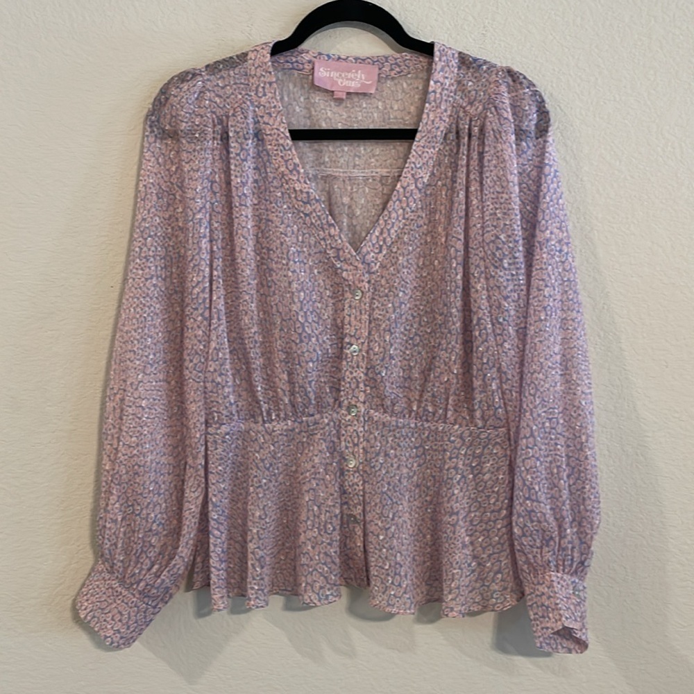 Sincerely Ours Women Peplum Top Small Pink Babydoll Girlhoodcore Cottagecore